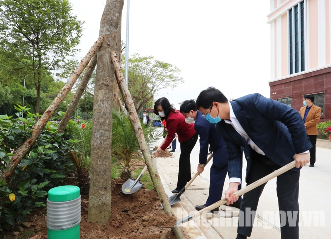 Lãnh đạo tỉnh dự Tết trồng cây Xuân Tân Sửu tại trụ sở các Ban Đảng tỉnh