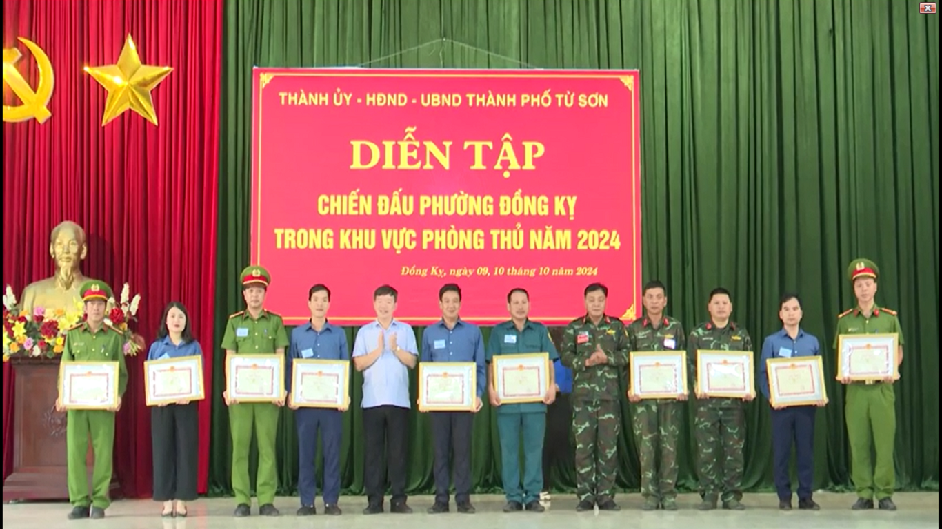 Diễn tập chiến đấu phường Đồng Kỵ trong khu vực phòng thủ năm 2024 thành công tốt đẹp